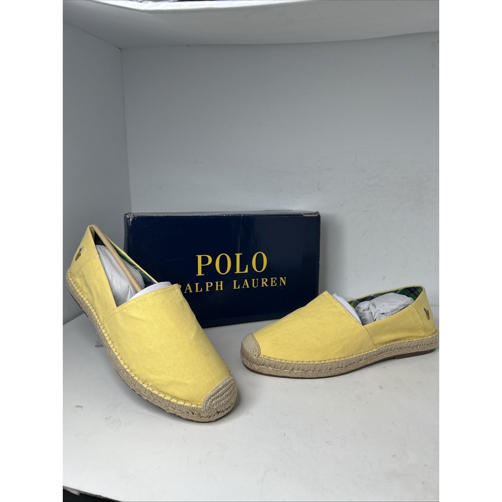 Polo Ralph Lauren Men'S Cevio Canvas Loafer Slip On Yellow Canvas Sz 12D‎ New